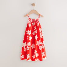 Load image into Gallery viewer, Red Floral 100% Cotton Summer Dress (3-12yrs)
