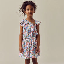 Load image into Gallery viewer, Pink Ditsy Frill Shoulder Playsuit (3-12yrs)
