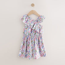Load image into Gallery viewer, Pink Ditsy Frill Shoulder Playsuit (3-12yrs)
