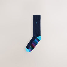 Load image into Gallery viewer, Navy Blue Stripe 5 Pack Cushioned Sole Comfort Socks
