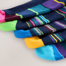 Load image into Gallery viewer, Navy Blue Stripe 5 Pack Cushioned Sole Comfort Socks
