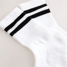 Load image into Gallery viewer, White With Black Stripe Sports Socks 4 Pack
