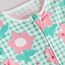 Load image into Gallery viewer, Green Mummy Family Two Way Zip Baby Sleepsuit (0mths-12mth)
