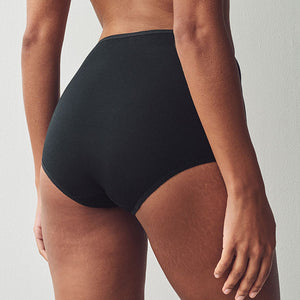 Black Full Brief Cotton Rich Knickers 5 Pack