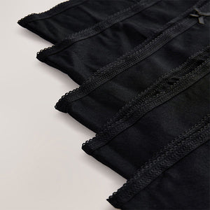 Black Full Brief Cotton Rich Knickers 5 Pack