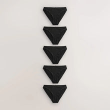 Load image into Gallery viewer, Black High Leg Cotton Rich Knickers 5 Pack
