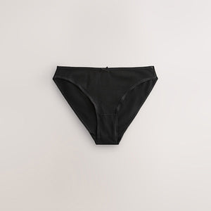 Black High Leg Cotton Rich Knickers 5 Pack