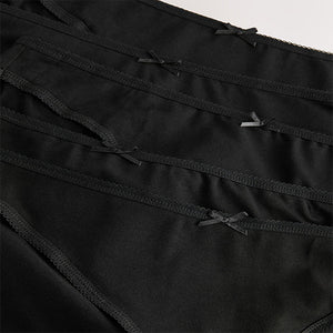 Black High Leg Cotton Rich Knickers 5 Pack