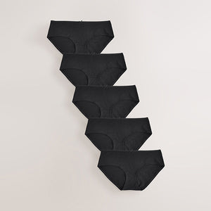 Black Short Cotton Rich Knickers 5 Pack