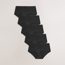 Load image into Gallery viewer, Black Midi Cotton Rich Knickers 5 Pack
