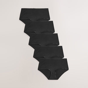 Black Midi Cotton Rich Knickers 5 Pack