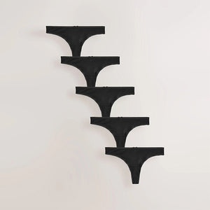 Black Thong Cotton Rich Knickers 5 Pack