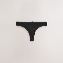 Load image into Gallery viewer, Black Thong Cotton Rich Knickers 5 Pack
