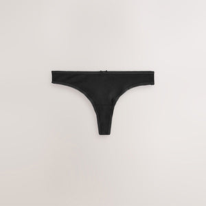 Black Thong Cotton Rich Knickers 5 Pack