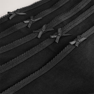 Black Thong Cotton Rich Knickers 5 Pack