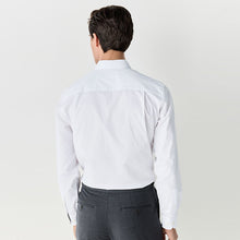 Load image into Gallery viewer, White Regular Fit Easy Care Textured Trimmed Shirt

