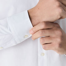 Load image into Gallery viewer, White Regular Fit Easy Care Textured Trimmed Shirt
