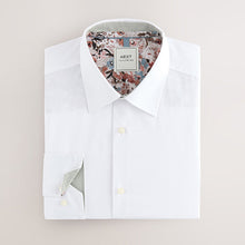 Load image into Gallery viewer, White Regular Fit Easy Care Textured Trimmed Shirt
