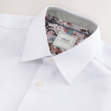 Load image into Gallery viewer, White Regular Fit Easy Care Textured Trimmed Shirt
