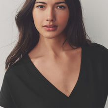 Load image into Gallery viewer, Black 100% Cotton Cap Sleeve V-Neck Mini Dress
