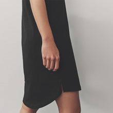 Load image into Gallery viewer, Black 100% Cotton Cap Sleeve V-Neck Mini Dress
