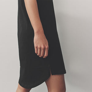 Black 100% Cotton Cap Sleeve V-Neck Mini Dress