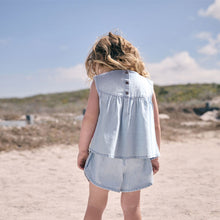 Load image into Gallery viewer, Blue 100% Cotton Denim Blouse And Shorts Co-Ord Set (3mths-6yrs)
