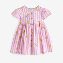 Load image into Gallery viewer, Lilac/White Lemon Stripe Button Up Summer Dress (3mths-6yrs)
