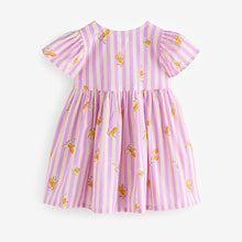 Load image into Gallery viewer, Lilac/White Lemon Stripe Button Up Summer Dress (3mths-6yrs)
