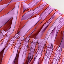 Load image into Gallery viewer, Pink/Purple 100% Cotton Stripe Top and Shorts Set (4-12yrs)
