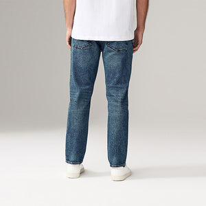 Blue Slim Fit Vintage Wash Denim Jeans