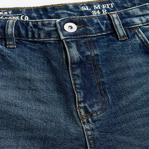 Blue Slim Fit Vintage Wash Denim Jeans