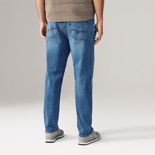Load image into Gallery viewer, Blue Mid Regular Tapered Fit Vintage Wash Denim Jeans
