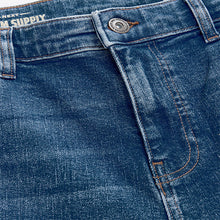 Load image into Gallery viewer, Blue Mid Regular Tapered Fit Vintage Wash Denim Jeans
