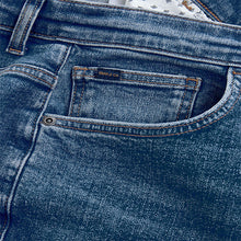 Load image into Gallery viewer, Blue Mid Regular Tapered Fit Vintage Wash Denim Jeans
