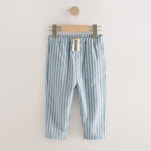 Load image into Gallery viewer, Light Blue Stripe Loose Fit Wide Leg Linen Blend Pull On Trousers (3mths-6yrs)
