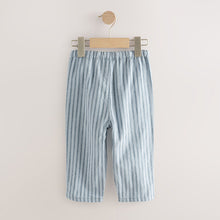 Load image into Gallery viewer, Light Blue Stripe Loose Fit Wide Leg Linen Blend Pull On Trousers (3mths-6yrs)
