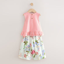 Load image into Gallery viewer, Pink Floral Frill Vest and Wide Leggings Set (3mths-6yrs)
