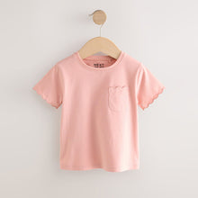 Load image into Gallery viewer, Pink 100% Cotton Print Short Sleeve Scallop T-Shirt (3mths-6yrs)
