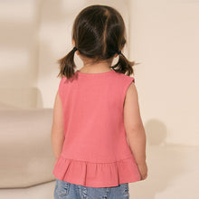 Load image into Gallery viewer, Coral Pink Peplum Textured Vest (3mths-6yrs)
