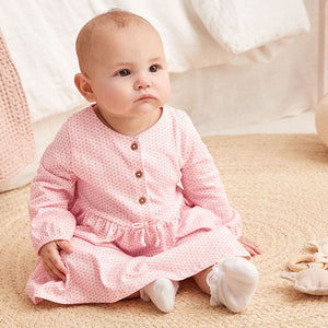 Pink Baby Jersey Geometric Print Dress (0mths-18mths)