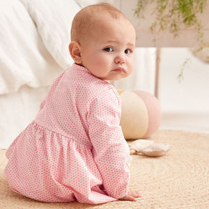 Pink Baby Jersey Geometric Print Dress (0mths-18mths)