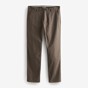 Truffle Brown Straight Fit Stretch Chinos Trousers