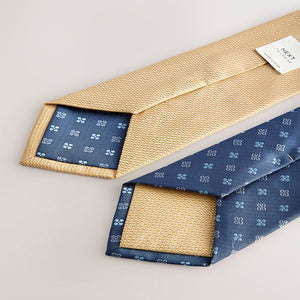 Yellow/Blue Textured Ties And Clips 2 Pack