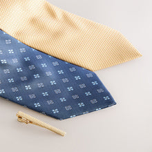 Load image into Gallery viewer, Yellow/Blue Textured Ties And Clips 2 Pack
