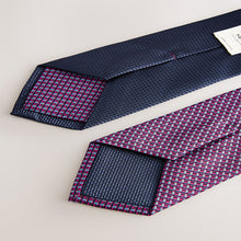 Load image into Gallery viewer, Navy/Red Textured Ties And Clip 2 Pack
