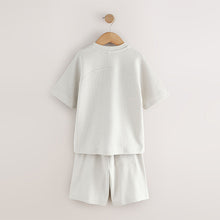 Load image into Gallery viewer, Grey Textured Short Sleeve T-Shirt and Shorts Set (3-12yrs)
