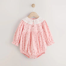Load image into Gallery viewer, Pink Strawberry Print Baby Bloomer Romper (0mths-18mth)
