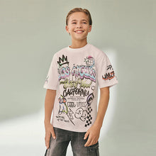 Load image into Gallery viewer, White Graffiti Relaxed Fit Short Sleeve Graphic T-Shirt (4-12yrs)
