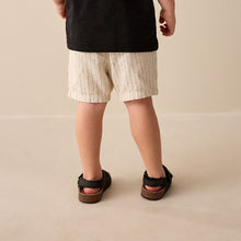 Load image into Gallery viewer, Ecru Stripe Linen Blend Pull-On Shorts (3mths-6yrs)
